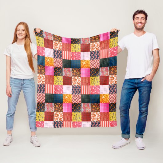 Landelijke vintage landelijke patchwork dekenpatro fleece deken (In situ)