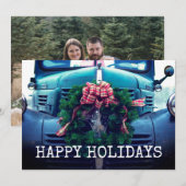 Landelijke vintage landtruck met krans feestdagenkaart (Voorkant / Achterkant)