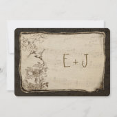 Landelijke vintage-liefdesvogel-huwelijksuitnodigi kaart (Achterkant)
