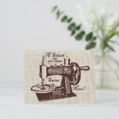Landelijke vintage naaimachine  briefkaart (Staand voorkant)