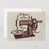 Landelijke vintage naaimachine  briefkaart (Voorkant / Achterkant)