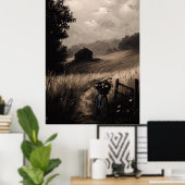 Landelijke vintage ontsnapping, serene landschapsr poster (Thuiskantoor)