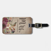 Landelijke vintage paarse bloem rustige bruine jut bagagelabel (Voorkant horizontaal)