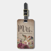 Landelijke vintage paarse bloem rustige bruine jut bagagelabel (Voorkant verticaal)