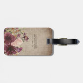 Landelijke vintage paarse bloem rustige bruine jut bagagelabel (Achterkant horizontaal)