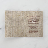 Landelijke vintage stempels jute landelijke Huweli Feestdagen Kaart (Binnen)