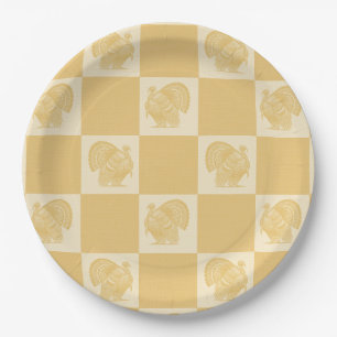 Landelijke vintage vergulde witte kalkoenen met di papieren bordje