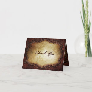 landelijke vintage western country bruiloft bedank bedankkaart