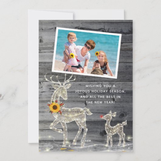 Landelijke Vintage Zonnebloem Familie Fotocollage Feestdagenkaart (Achterkant)