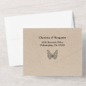 Landelijke Vlinder Bruiloft All In One Uitnodiging (Achterkant)