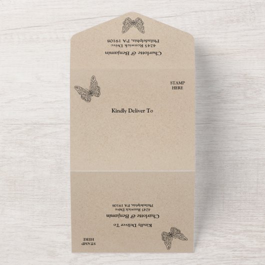 Landelijke Vlindertrouwdag All In One Uitnodiging (Buitenkant)