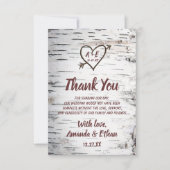 Landelijke vogelboom Bark Heart Arrow Rustic Weddi Bedankkaart (Voorkant)