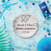 Landelijke vogelboom Bark Heart Arrow Rustic Weddi Papieren Bordje (Feest)