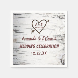 Landelijke vogelboom Bark Heart Arrow Rustic Weddi Servet