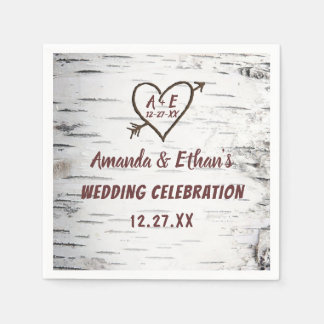 Landelijke vogelboom Bark Heart Arrow Rustic Weddi Servet