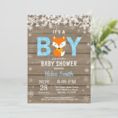 Landelijke Vos Winter Jongen Baby Shower Uitnodigi Kaart (Staand voorkant)