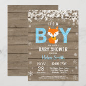 Landelijke Vos Winter Jongen Baby Shower Uitnodigi Kaart (Voorkant / Achterkant)