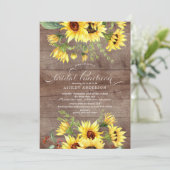 Landelijke vrolijke gele zonnebloem bruidslunch kaart (Staand voorkant)