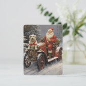 Landelijke vrolijke kerstdagen met kerstman met ho feestdagenkaart (Staand voorkant)