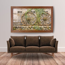 Landelijke Wagenwiel Wanddecoratie – Vintage Boerd Poster