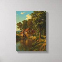 Landelijke Watermolen Home Uitzicht Canvas Afdruk