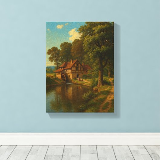 Landelijke Watermolen Home Uitzicht Canvas Afdruk (Insitu (Houten vloer))
