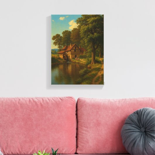 Landelijke Watermolen Home Uitzicht Canvas Afdruk (Insitu (Woonkamer))