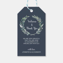 Landelijke waterverf bladeren bruiloft Welcome tas Cadeaulabel