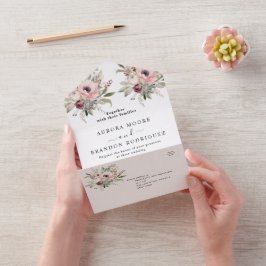 landelijke waterverf bloemboeket all in one uitnodiging