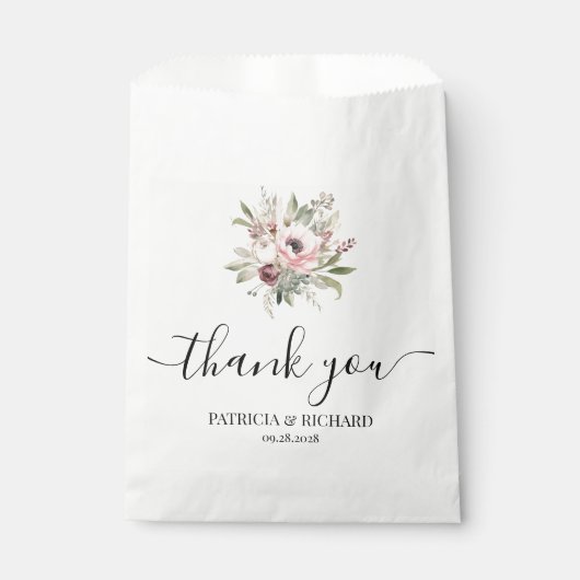 landelijke waterverf bloemboeket bedankzakje (Voorkant)