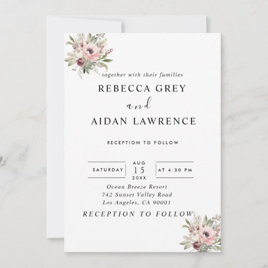 landelijke waterverf bloemboeket kaart (Voorkant)