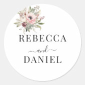 landelijke waterverf bloemboeket ronde sticker (Voorkant)