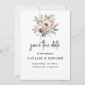 landelijke waterverf bloemboeket save the date (Voorkant)