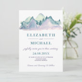 Landelijke Waterverf Blue Mountain Foto Weddenscha Kaart (Staand voorkant)