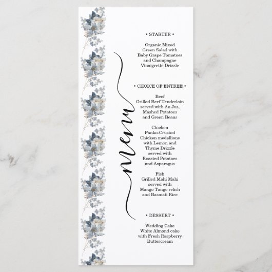 Landelijke waterverf illustratie bloemstuk menu (Voorkant)