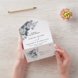 landelijke waterverf illustratie van een bloem all in one uitnodiging
