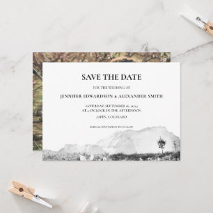 Landelijke waterverf land berg Save the Date Kaart