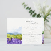 Landelijke waterverf lavendelveld bruiloftsrecepti informatiekaartje (Staand voorkant)