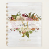 Landelijke Waterverf Rozen Boeket Monogram Planner (Voorkant)