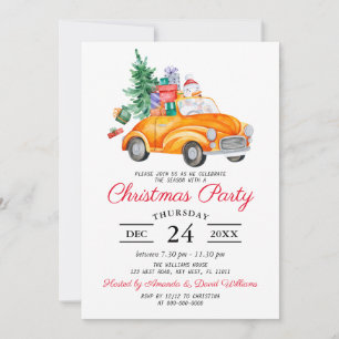 Landelijke Waterverf Truck Kerstfeest Uitnodiging