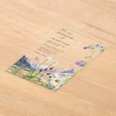 Landelijke Waterverf Wilde Bloem Berg Bruiloft Acryl Uitnodigingen (Laagn)