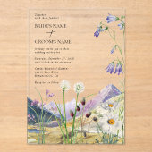 Landelijke Waterverf Wilde Bloem Berg Bruiloft Acryl Uitnodigingen (Voorkant)