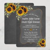 Landelijke waterverf zonnebloemen krijtbord bruilo kaart (Voorkant / Achterkant)