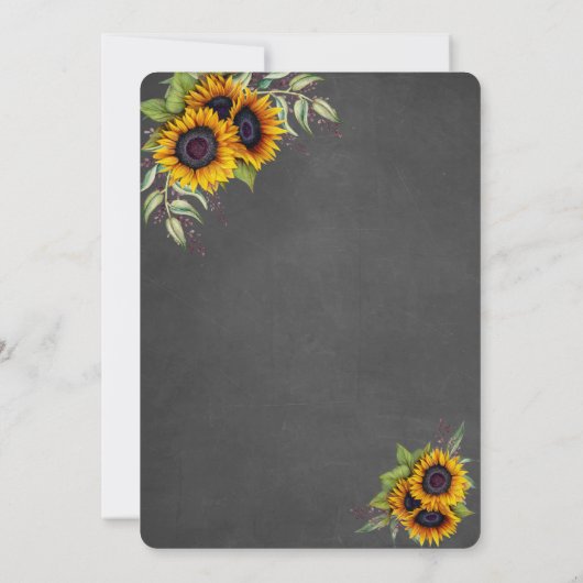 Landelijke waterverf zonnebloemen krijtbord bruilo kaart (Achterkant)