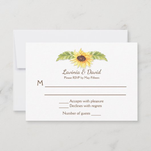 Landelijke waterverf zonnebloemen lange hoorn sche kaart (Voorkant)