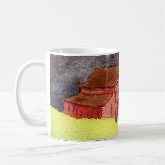 Landelijke weg Mok rurale rode schuur zomergebied (Links)