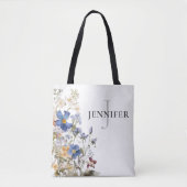 Landelijke weide wilde bloemen monogram tote bag (Voorkant)