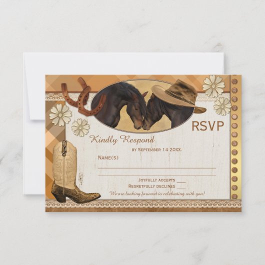 Landelijke western bruiloft RSVP kaart (Voorkant)