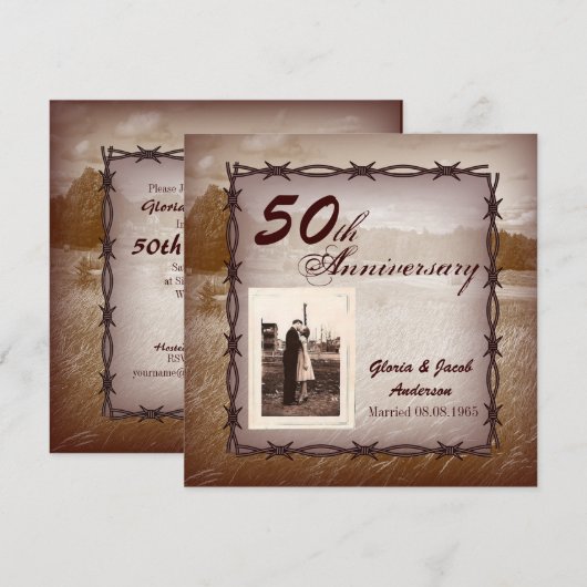 Landelijke Western Country 50ste verjaardagsfeest Kaart (Voorkant / Achterkant)