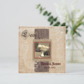 landelijke western country steampunk bruiloft kaart (Staand voorkant)